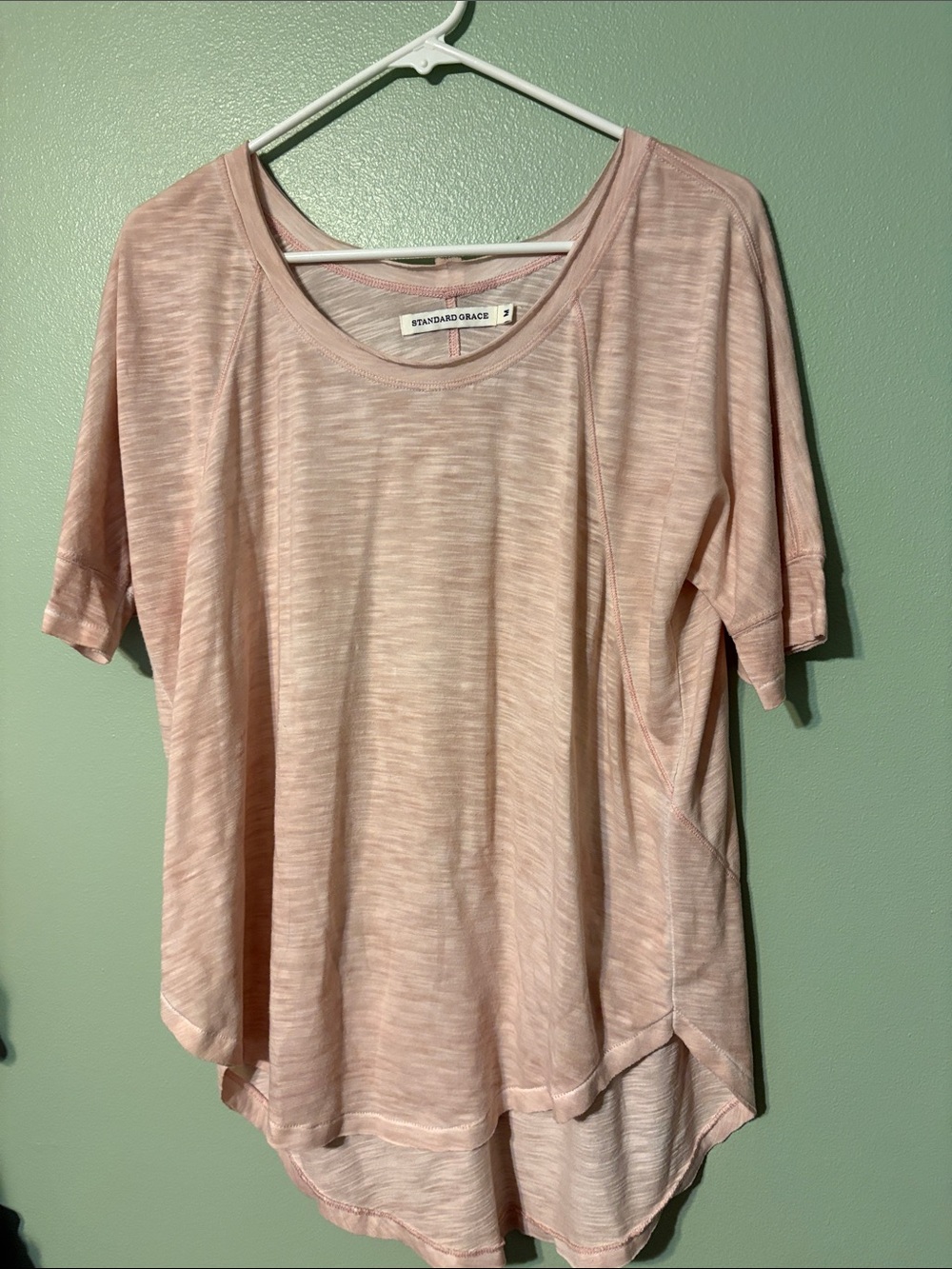 Standard Grace Women's Pale Pink Short Sleeve Scoop Neck Tee